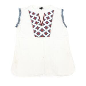 J. Crew Embroidered Linen Short Sleeve Top Size Small